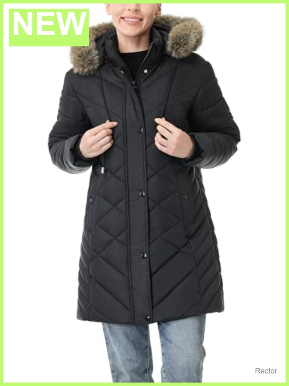 Long Warm Winter Down Jacket Fleece Lined Hooded Quilted Coat - Picture 2 of 6